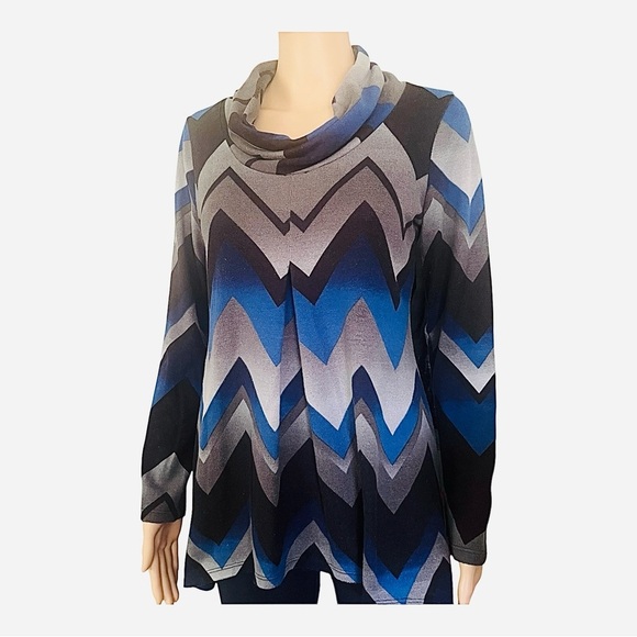 New Directions casual zigzag tight knit cardigan S multi color dropped neckline - Picture 3 of 13
